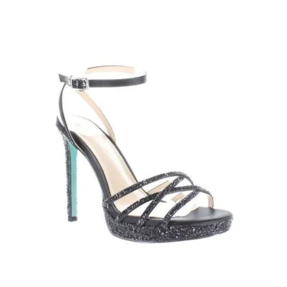 Betsey Johnson Aden Black Ankle Strap Heels Size US 9 Medium